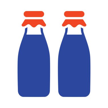 İki süt şişesi vektör simgesi. Süt ürünleri tabelası. Yemek pişirme web sitesi ve uygulama tasarımı, logo, uygulama, UI için grafik sembolü