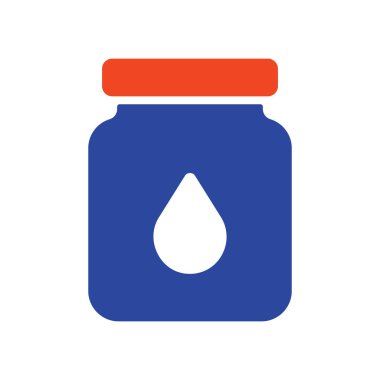 Süt vektör ikonlu cam kavanoz. Süt ürünleri tabelası. Yemek pişirme web sitesi ve uygulama tasarımı, logo, uygulama, UI için grafik sembolü