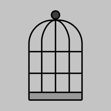 Boş kuş kafesi vektör gri tonlama simgesi. Evcil hayvan işareti. Evcil hayvan ve veteriner web sitesi ve uygulama tasarımı, logo, uygulama, UI için grafik sembolü