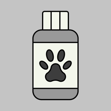 Evcil hayvan şampuanı gri tonlama ikonu. Evcil hayvan işareti. Evcil hayvan ve veteriner web sitesi ve uygulama tasarımı, logo, uygulama, UI için grafik sembolü