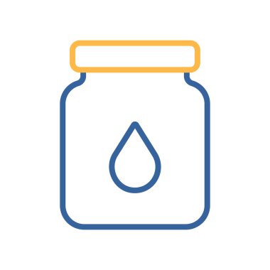 Süt vektör ikonlu cam kavanoz. Süt ürünleri tabelası. Yemek pişirme web sitesi ve uygulama tasarımı, logo, uygulama, UI için grafik sembolü