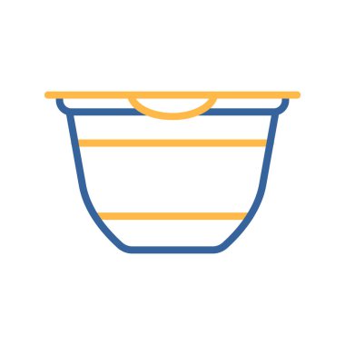 Yoğurt kabı, plastik taşıyıcı ikonu. Süt ürünleri tabelası. Yemek pişirme web sitesi ve uygulama tasarımı, logo, uygulama, UI için grafik sembolü