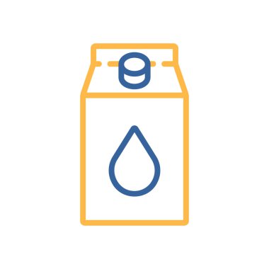 Bir karton süt vektörü ikonu. Süt ürünleri tabelası. Yemek pişirme web sitesi ve uygulama tasarımı, logo, uygulama, UI için grafik sembolü