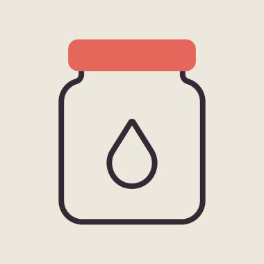 Süt vektör ikonlu cam kavanoz. Süt ürünleri tabelası. Yemek pişirme web sitesi ve uygulama tasarımı, logo, uygulama, UI için grafik sembolü