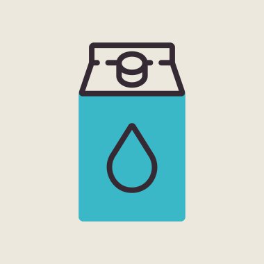 Bir karton süt vektörü ikonu. Süt ürünleri tabelası. Yemek pişirme web sitesi ve uygulama tasarımı, logo, uygulama, UI için grafik sembolü