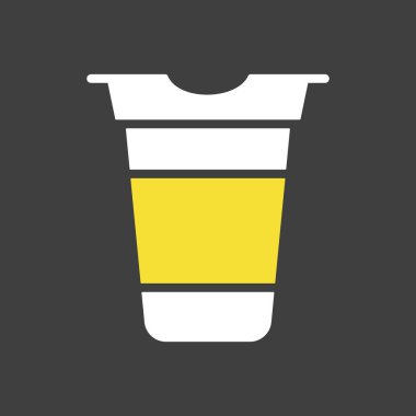 Yoğurt kabı, plastik taşıyıcı, koyu arkaplan ikonu. Süt ürünleri tabelası. Yemek pişirme web sitesi ve uygulama tasarımı, logo, uygulama, UI için grafik sembolü