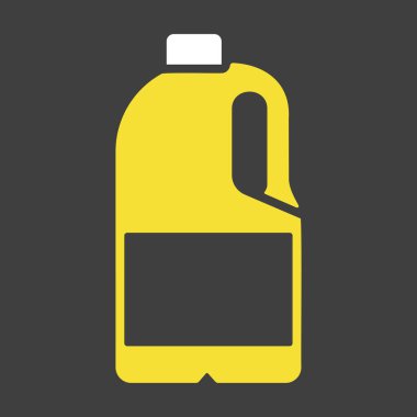 Koyu arkaplan simgesinde süt plastik şişe vektörü. Süt ürünleri tabelası. Yemek pişirme web sitesi ve uygulama tasarımı, logo, uygulama, UI için grafik sembolü