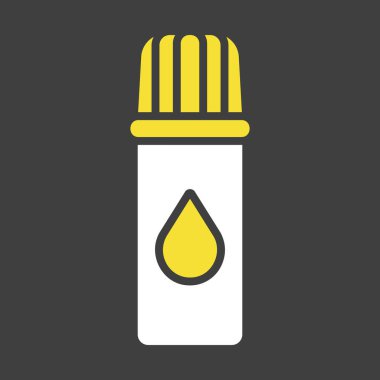 Krem şantili aerosol, koyu arkaplan ikonunda vektör görevi görüyor. Süt ürünleri tabelası. Yemek pişirme web sitesi ve uygulama tasarımı, logo, uygulama, UI için grafik sembolü