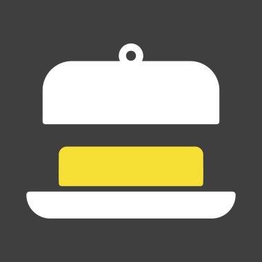 Koyu arkaplan simgesinde açık kapaklı tereyağı kabı. Süt ürünleri tabelası. Yemek pişirme web sitesi ve uygulama tasarımı, logo, uygulama, UI için grafik sembolü