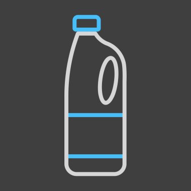 Koyu arkaplan simgesinde süt plastik şişe vektörü. Süt ürünleri tabelası. Yemek pişirme web sitesi ve uygulama tasarımı, logo, uygulama, UI için grafik sembolü