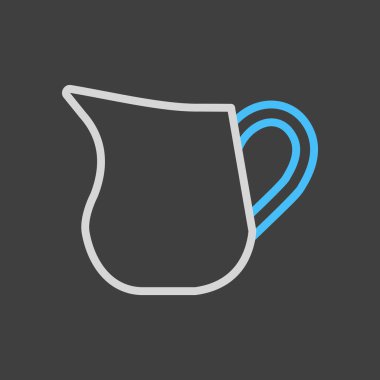 Koyu arkaplan simgesinde sütlü sürahi vektörü. Süt ürünleri tabelası. Yemek pişirme web sitesi ve uygulama tasarımı, logo, uygulama, UI için grafik sembolü