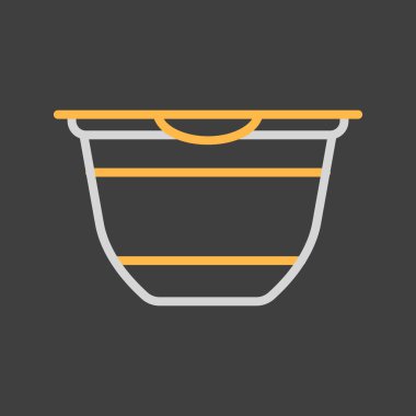 Yoğurt kabı, plastik taşıyıcı, koyu arkaplan ikonu. Süt ürünleri tabelası. Yemek pişirme web sitesi ve uygulama tasarımı, logo, uygulama, UI için grafik sembolü