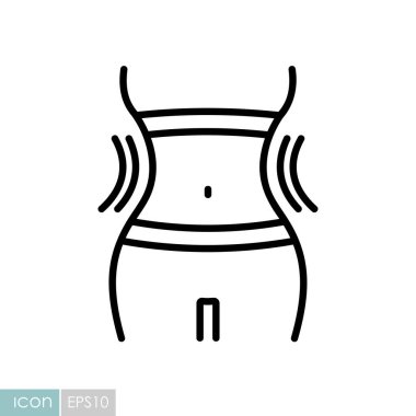Kadın beli ile kilo verme ikonu. Zayıf kadın vücut işareti. Fitness ve kilo kaybı web sitesi için grafik sembolü ve uygulama tasarımı, logo, uygulama, UI