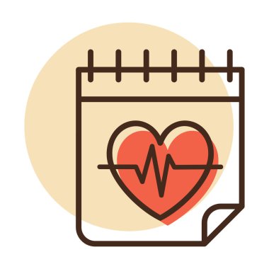 Tıbbi kontrol takvim vektör simgesi. Kardiyo eğitim takvimi işareti. Fitness ve kilo kaybı web sitesi için grafik sembolü ve uygulama tasarımı, logo, uygulama, UI