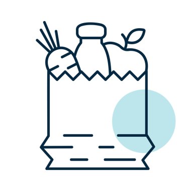 Sağlıklı besin ikonu torbası. Fitness ve kilo kaybı web sitesi için grafik sembolü ve uygulama tasarımı, logo, uygulama, UI