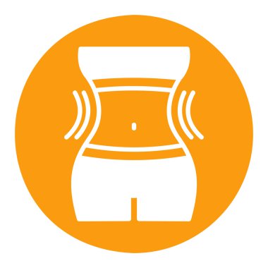 Kadın beli ile kilo kaybı simgesi. Zayıf kadın vücut işareti. Fitness ve kilo kaybı web sitesi için grafik sembolü ve uygulama tasarımı, logo, uygulama, UI