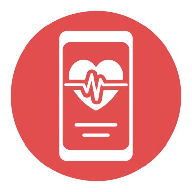 Akıllı telefon vektör simgesinde kalp atış hızı. Fitness ve kilo kaybı web sitesi için grafik sembolü ve uygulama tasarımı, logo, uygulama, UI