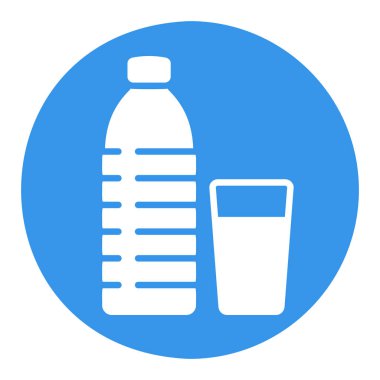 Cam ve bir şişe su vektörü simgesi. Fitness ve kilo kaybı web sitesi için grafik sembolü ve uygulama tasarımı, logo, uygulama, UI