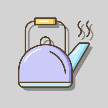 Kamp yapan metal çaydanlık vektör simgesi. Kamp ve yürüyüş işareti. Seyahat ve turizm web sitesi ve uygulama tasarımı, logo, uygulama, UI için grafik sembolü