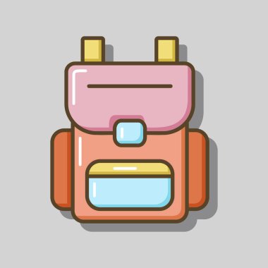 Kamp sırt çantası vektör simgesi. Kamp ve yürüyüş işareti. Seyahat ve turizm web sitesi ve uygulama tasarımı, logo, uygulama, UI için grafik sembolü