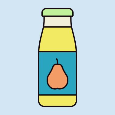 Bir şişe armut suyu ikonu izole edilmiş. Çocuklar ve yeni doğmuş bebekler için grafik sembolü Web sitesi ve uygulama tasarımı, logo, uygulama, UI