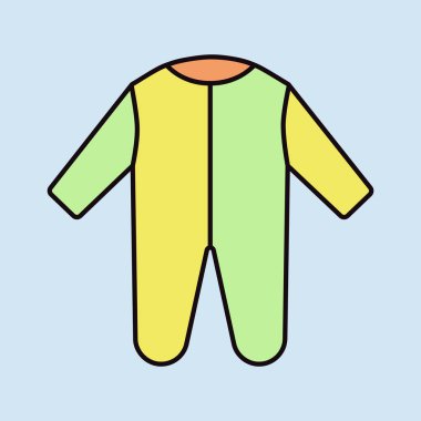 Bebek giysisi izole edilmiş vektör ikonu. Bebek Romper. Çocuklar ve yeni doğmuş bebekler için grafik sembolü Web sitesi ve uygulama tasarımı, logo, uygulama, UI