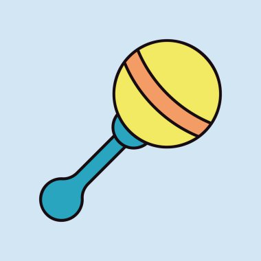 Bebek çıngıraklı oyuncak vektörü ikonu izole etti. Çocuklar ve yeni doğmuş bebekler için grafik sembolü Web sitesi ve uygulama tasarımı, logo, uygulama, UI