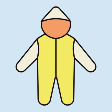 Bebek giysisi izole edilmiş vektör ikonu. Bebek Romper. Çocuklar ve yeni doğmuş bebekler için grafik sembolü Web sitesi ve uygulama tasarımı, logo, uygulama, UI