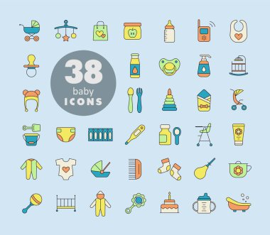 Bebeğim, tek başına beslenme ve bakım ikonları hazır. Çocuklar ve yeni doğmuş bebekler için grafik sembolü Web sitesi ve uygulama tasarımı, logo, uygulama, UI