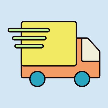 Hızlı nakliye kamyonu vektör ikonu. E-ticaret tabelası. Web sitenizin tasarımı için grafik sembolü, logo, uygulama, UI