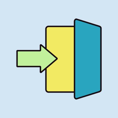 Düz moda olarak düz simge girin. E-ticaret tabelası. Web sitenizin tasarımı için grafik sembolü, logo, uygulama, UI. Vektör illüstrasyonu, EPS10.
