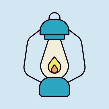 Klasik kamp feneri vektör ikonu. Yürüyüş için eski bir lamba. Yürüyüş işareti. Seyahat ve turizm web sitesi ve uygulama tasarımı, logo, uygulama, UI için grafik sembolü