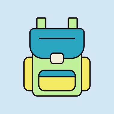 Kamp sırt çantası taşıyıcı ikonu izole edildi. Kamp ve yürüyüş işareti. Seyahat ve turizm web sitesi ve uygulama tasarımı, logo, uygulama, UI için grafik sembolü