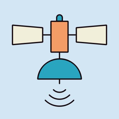 Uydu vektör simgesi izole edildi. Navigasyon işareti. Seyahat ve turizm web sitesi ve uygulama tasarımı, logo, uygulama, UI için grafik sembolü