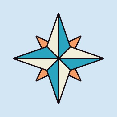 Rüzgar gül vektörü ikonu izole edildi. Navigasyon işareti. Seyahat ve turizm web sitesi ve uygulama tasarımı, logo, uygulama, UI için grafik sembolü