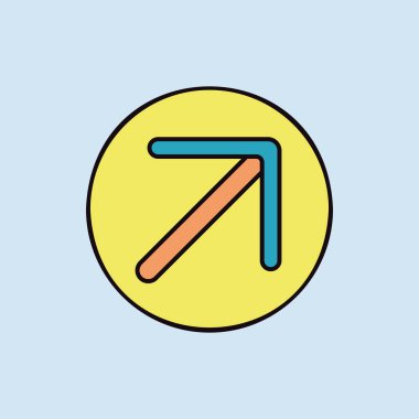 Sağ üst vektör izole edilmiş ok. Navigasyon işareti. Seyahat ve turizm web sitesi ve uygulama tasarımı, logo, uygulama, UI için grafik sembolü