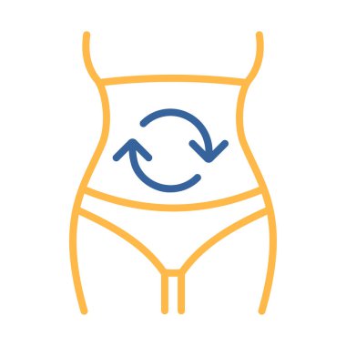 Sindirim vektörü ikonunun sağlığı. Kadınların göbek işareti. Fitness ve kilo kaybı web sitesi için grafik sembolü ve uygulama tasarımı, logo, uygulama, UI