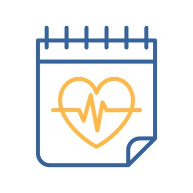 Tıbbi kontrol takvim vektör simgesi. Kardiyo eğitim takvimi işareti. Fitness ve kilo kaybı web sitesi için grafik sembolü ve uygulama tasarımı, logo, uygulama, UI