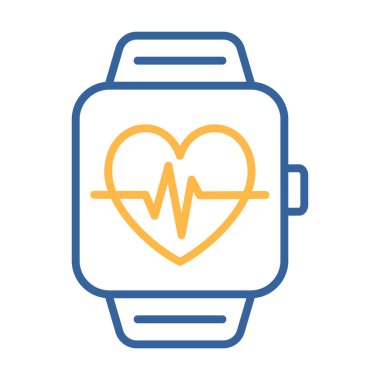 Akıllı saat ekran vektör simgesinde kalp atışı gösterdi. Fitness ve kilo kaybı web sitesi için grafik sembolü ve uygulama tasarımı, logo, uygulama, UI
