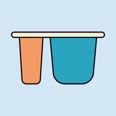 Yoğurt kabı, plastik taşıyıcı ikonu. Süt ürünleri tabelası. Yemek pişirme web sitesi ve uygulama tasarımı, logo, uygulama, UI için grafik sembolü