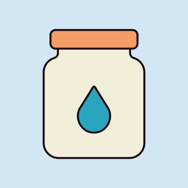 Süt vektör ikonlu cam kavanoz. Süt ürünleri tabelası. Yemek pişirme web sitesi ve uygulama tasarımı, logo, uygulama, UI için grafik sembolü