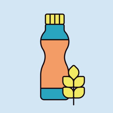 Lezzetli mısır gevreği ikonuyla birlikte içilebilir yoğurt şişesi. Süt ürünleri tabelası. Yemek pişirme web sitesi ve uygulama tasarımı, logo, uygulama, UI için grafik sembolü