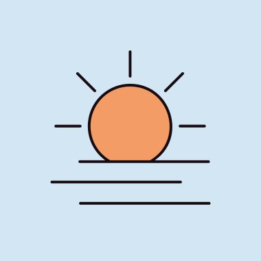 Yaz güneşi ısı vektör simgesi. Meteoroloji işareti. Seyahat, turizm ve hava durumu web sitesi ve uygulama tasarımı, logo, uygulama, UI için grafik sembolü