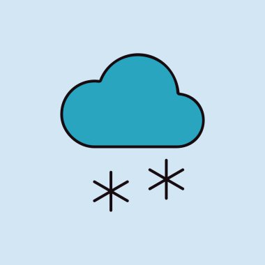 Kar vektörü simgesi olan bir bulut. Meteoroloji işareti. Seyahat, turizm ve hava durumu web sitesi ve uygulama tasarımı, logo, uygulama, UI için grafik sembolü