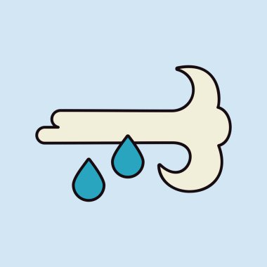 Rüzgar yağmuru vektör simgesi. Meteoroloji işareti. Seyahat, turizm ve hava durumu web sitesi ve uygulama tasarımı, logo, uygulama, UI için grafik sembolü