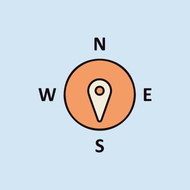 Pusula rüzgar gül vektör simgesi. Güneye doğru. Meteoroloji işareti. Seyahat, turizm ve hava durumu web sitesi ve tasarım, logo, uygulama, UI için grafik sembolü