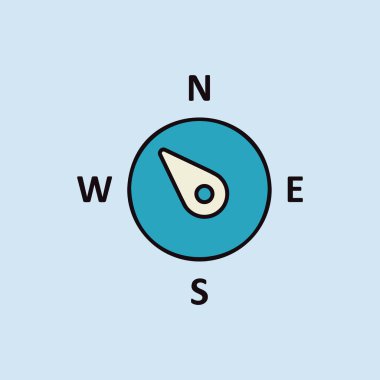 Pusula rüzgar gül vektör simgesi. Kuzeybatıya doğru. Meteoroloji işareti. Seyahat, turizm ve hava durumu web sitesi ve tasarım, logo, uygulama, UI için grafik sembolü