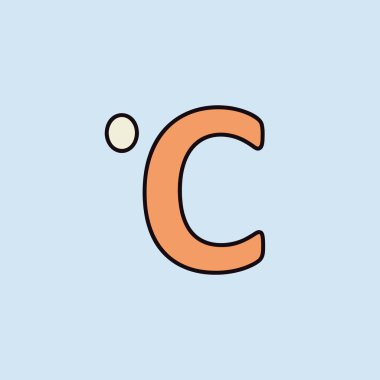 Celsius derece vektör ikonu. Meteoroloji işareti. Seyahat, turizm ve hava durumu web sitesi ve uygulama tasarımı, logo, uygulama, UI için grafik sembolü