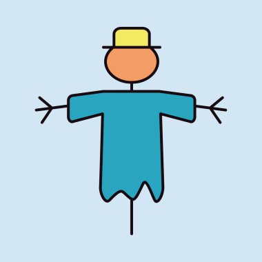 Korkuluk vektörü tasarım simgesini izole etti. Tarım, bahçe ve bitkiler için grafik sembolü Web sitesi ve uygulama tasarımı, logo, uygulama, UI