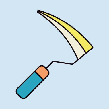 Bahçe orak izole vektör ikonu. Tarım, bahçe ve bitkiler için grafik sembolü Web sitesi ve uygulama tasarımı, logo, uygulama, UI